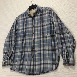 Outdoor Life Flannel Shirt Campside Plaid Long Sleeve Button‎ Up Blue Mens S